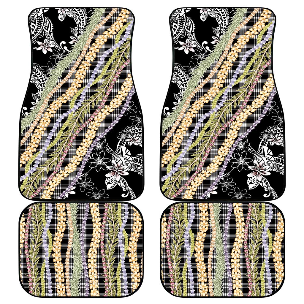 Black Palaka Hawaii Leis Car Mats Hawaiian-plaid Elegant Tropical Vibes LT14 - Polynesian Pride