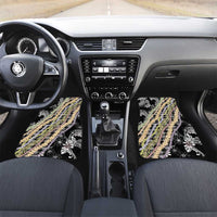 Black Palaka Hawaii Leis Car Mats Hawaiian-plaid Elegant Tropical Vibes LT14 Set 2pcs - Front Black - Polynesian Pride