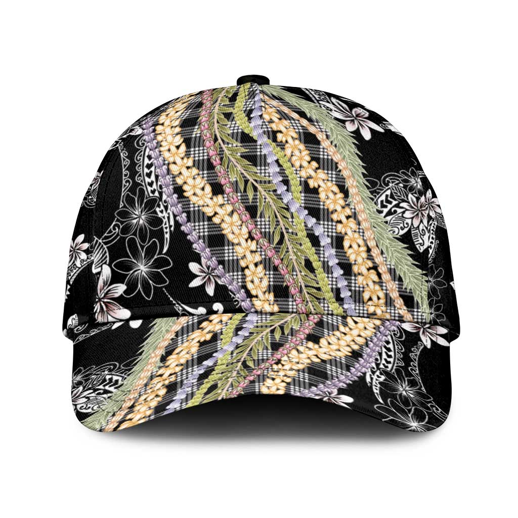 Black Palaka Hawaii Leis Classic Cap Hawaiian-plaid Elegant Tropical Vibes LT14 Universal Fit Black - Polynesian Pride
