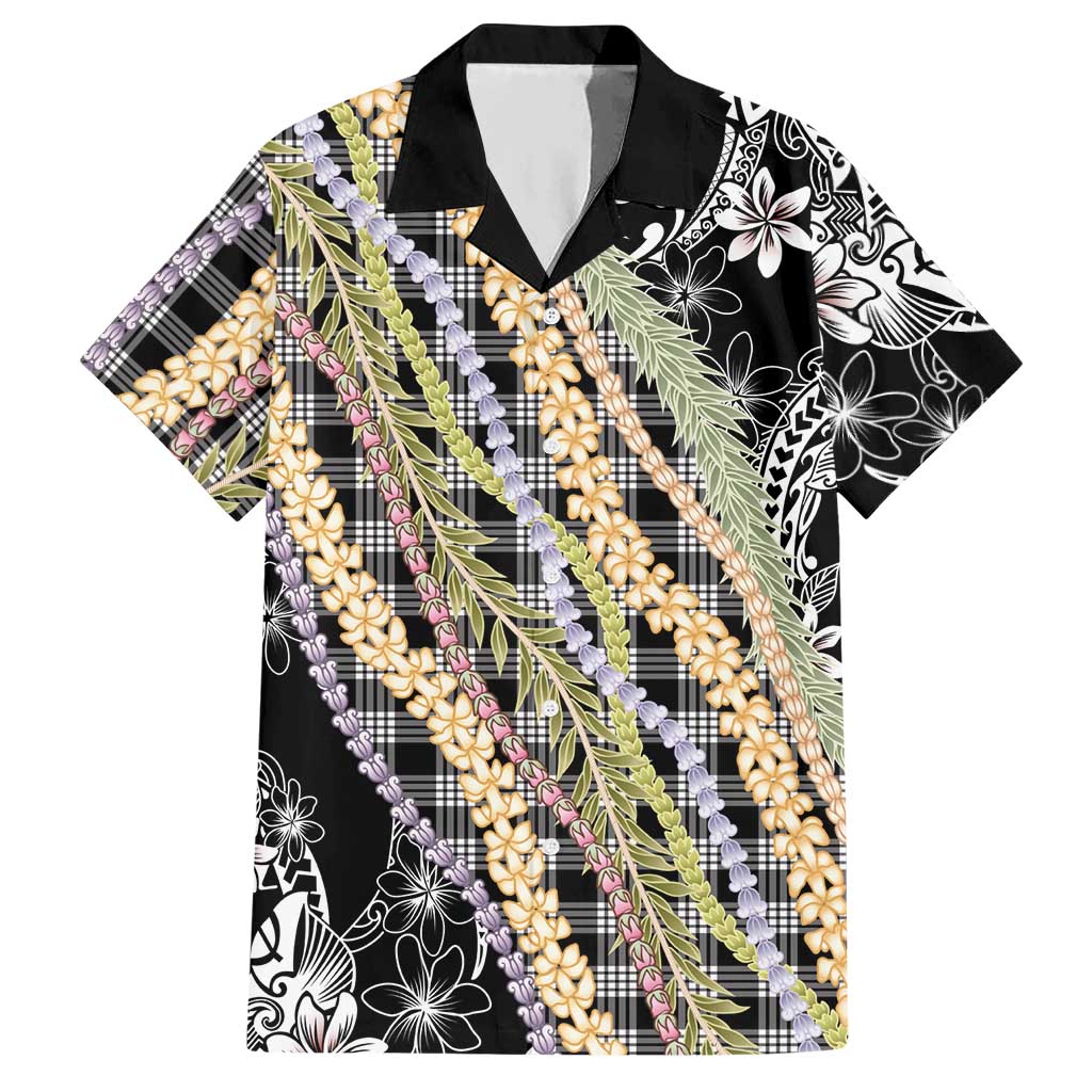Black Palaka Hawaii Leis Hawaiian Shirt Hawaiian-plaid Elegant Tropical Vibes LT14 Black - Polynesian Pride