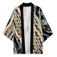 Black Palaka Hawaii Leis Kimono Hawaiian-plaid Elegant Tropical Vibes LT14 Unisex Black - Polynesian Pride