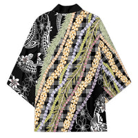 Black Palaka Hawaii Leis Kimono Hawaiian-plaid Elegant Tropical Vibes LT14 - Polynesian Pride