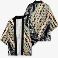 Black Palaka Hawaii Leis Kimono Hawaiian-plaid Elegant Tropical Vibes LT14 - Polynesian Pride