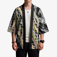 Black Palaka Hawaii Leis Kimono Hawaiian-plaid Elegant Tropical Vibes LT14 - Polynesian Pride