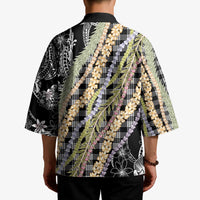 Black Palaka Hawaii Leis Kimono Hawaiian-plaid Elegant Tropical Vibes LT14 - Polynesian Pride