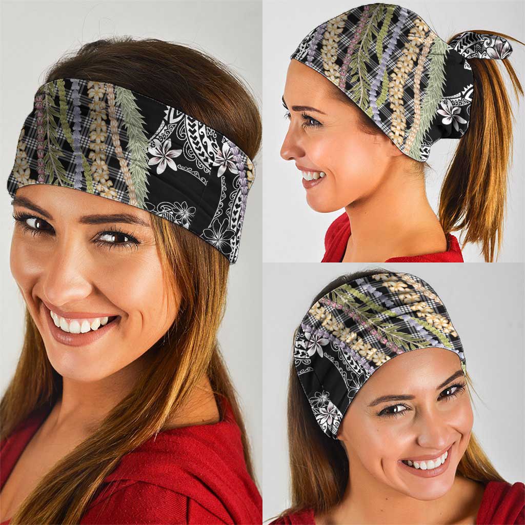 Black Palaka Hawaii Leis Neck Gaiter Hawaiian-plaid Elegant Tropical Vibes LT14 - Polynesian Pride