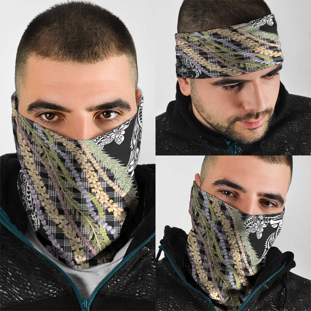 Black Palaka Hawaii Leis Neck Gaiter Hawaiian-plaid Elegant Tropical Vibes LT14 - Polynesian Pride