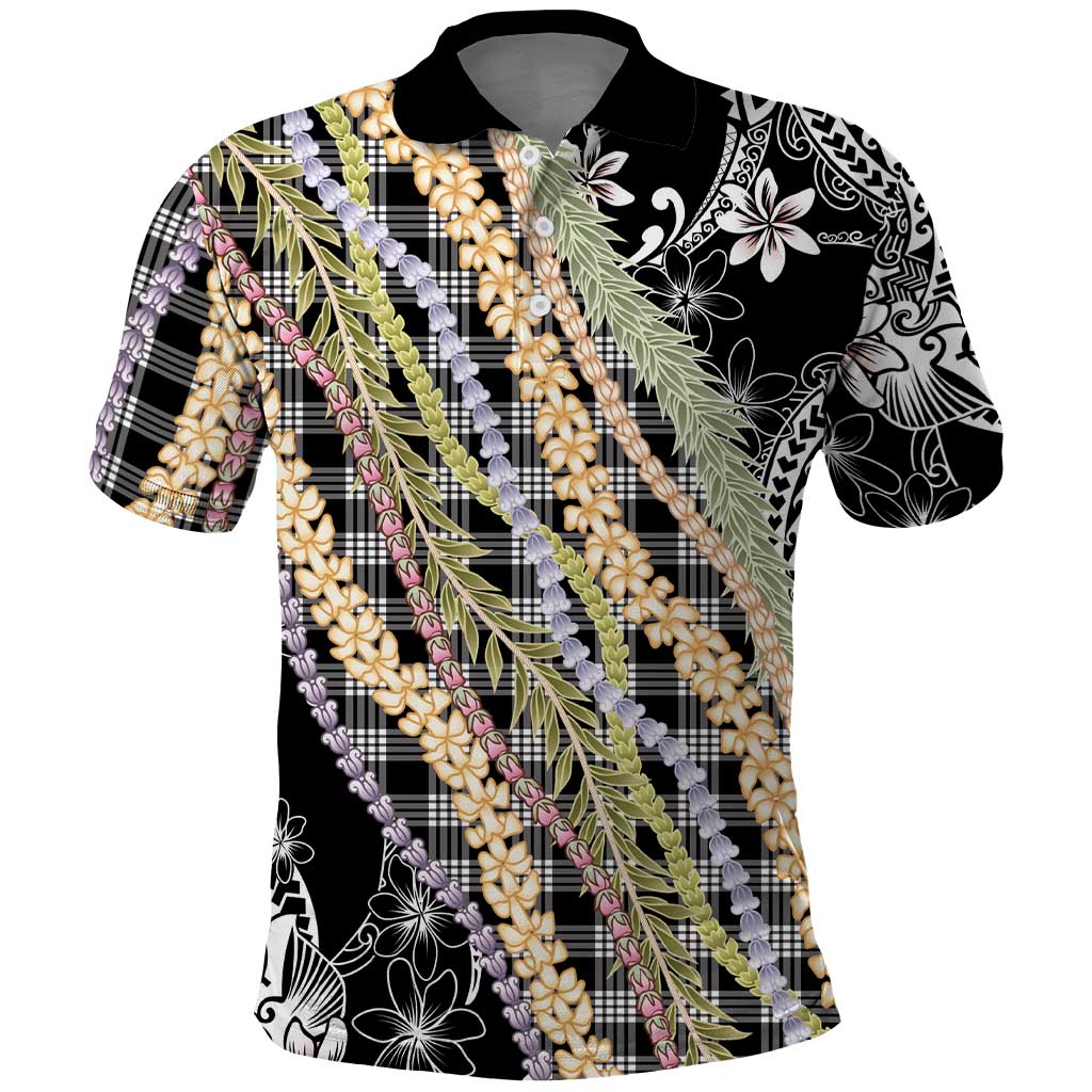 Black Palaka Hawaii Leis Polo Shirt Hawaiian-plaid Elegant Tropical Vibes LT14 Black - Polynesian Pride