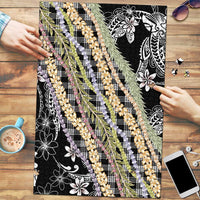 Black Palaka Hawaii Leis Puzzle Hawaiian-plaid Elegant Tropical Vibes LT14 Black - Polynesian Pride
