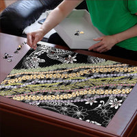 Black Palaka Hawaii Leis Puzzle Hawaiian-plaid Elegant Tropical Vibes LT14 - Polynesian Pride