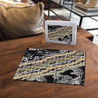Black Palaka Hawaii Leis Puzzle Hawaiian-plaid Elegant Tropical Vibes LT14 - Polynesian Pride