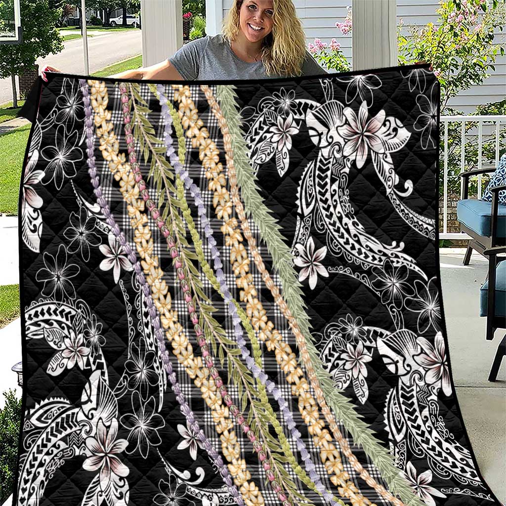 Black Palaka Hawaii Leis Quilt Hawaiian-plaid Elegant Tropical Vibes LT14 Black - Polynesian Pride