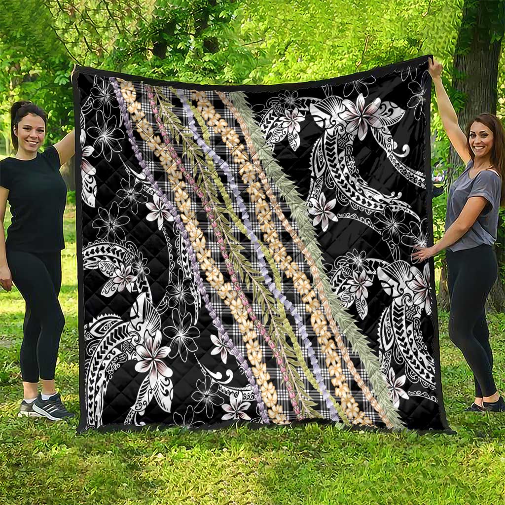Black Palaka Hawaii Leis Quilt Hawaiian-plaid Elegant Tropical Vibes LT14 - Polynesian Pride