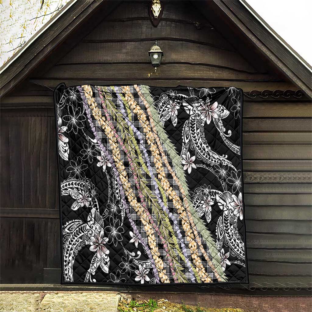 Black Palaka Hawaii Leis Quilt Hawaiian-plaid Elegant Tropical Vibes LT14 - Polynesian Pride