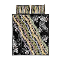 Black Palaka Hawaii Leis Quilt Bed Set Hawaiian-plaid Elegant Tropical Vibes LT14 - Polynesian Pride