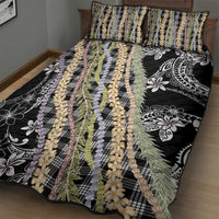 Black Palaka Hawaii Leis Quilt Bed Set Hawaiian-plaid Elegant Tropical Vibes LT14 - Polynesian Pride