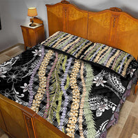 Black Palaka Hawaii Leis Quilt Bed Set Hawaiian-plaid Elegant Tropical Vibes LT14 - Polynesian Pride