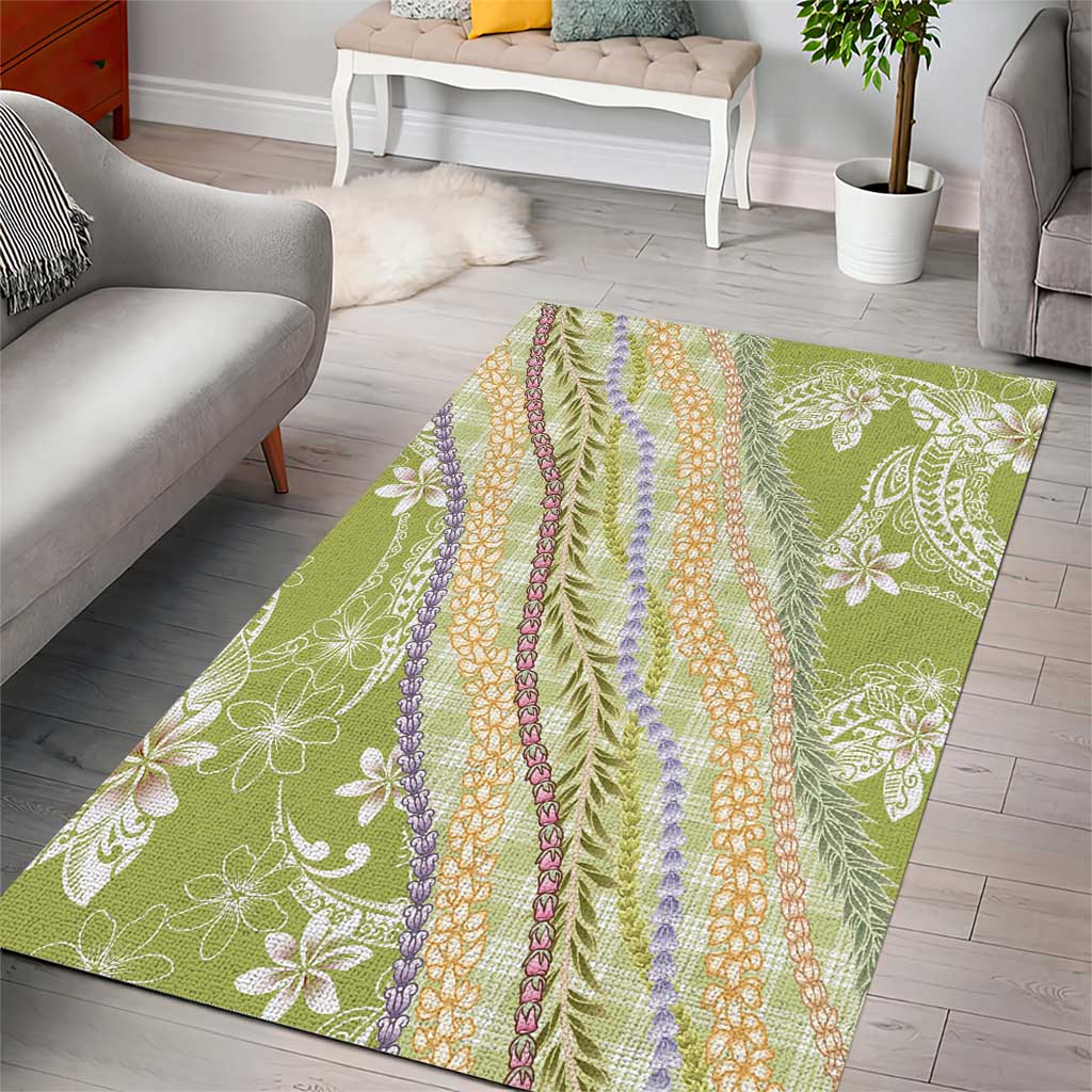 Green Palaka Hawaii Leis Area Rug Hawaiian-plaid Elegant Tropical Vibes LT14 - Polynesian Pride