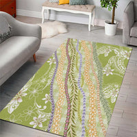 Green Palaka Hawaii Leis Area Rug Hawaiian-plaid Elegant Tropical Vibes LT14 - Polynesian Pride