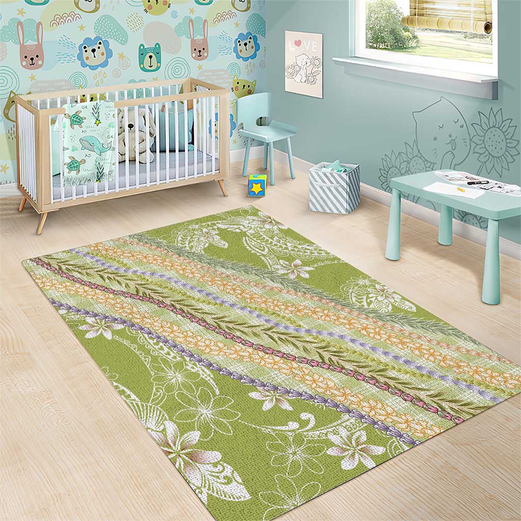 Green Palaka Hawaii Leis Area Rug Hawaiian-plaid Elegant Tropical Vibes LT14 - Polynesian Pride