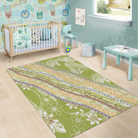 Green Palaka Hawaii Leis Area Rug Hawaiian-plaid Elegant Tropical Vibes LT14 - Polynesian Pride