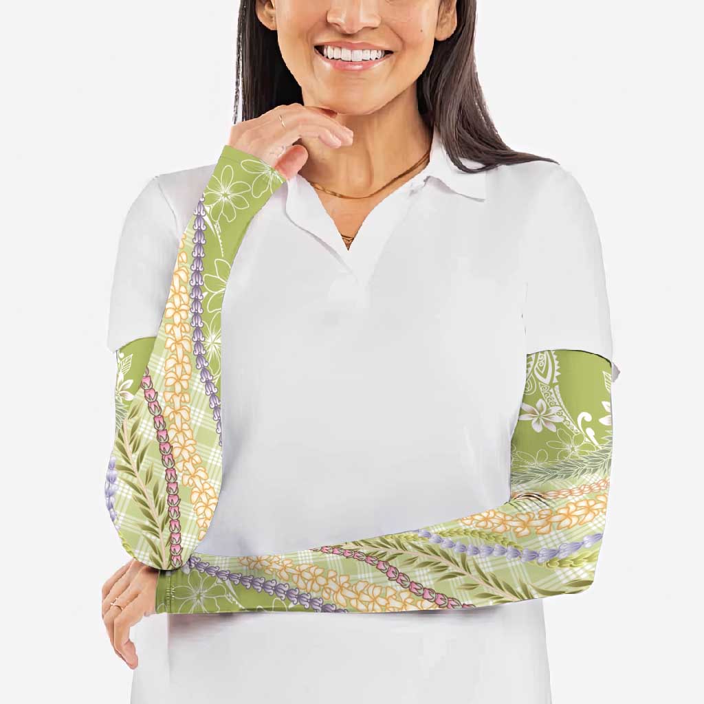 Green Palaka Hawaii Leis Arm Sleeves Hawaiian-plaid Elegant Tropical Vibes LT14 - Polynesian Pride