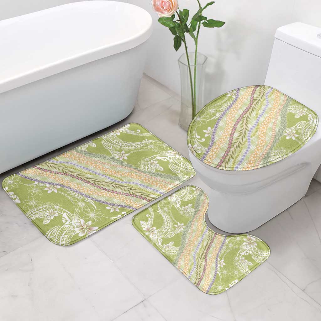Green Palaka Hawaii Leis Bathroom Set Hawaiian-plaid Elegant Tropical Vibes LT14 - Polynesian Pride