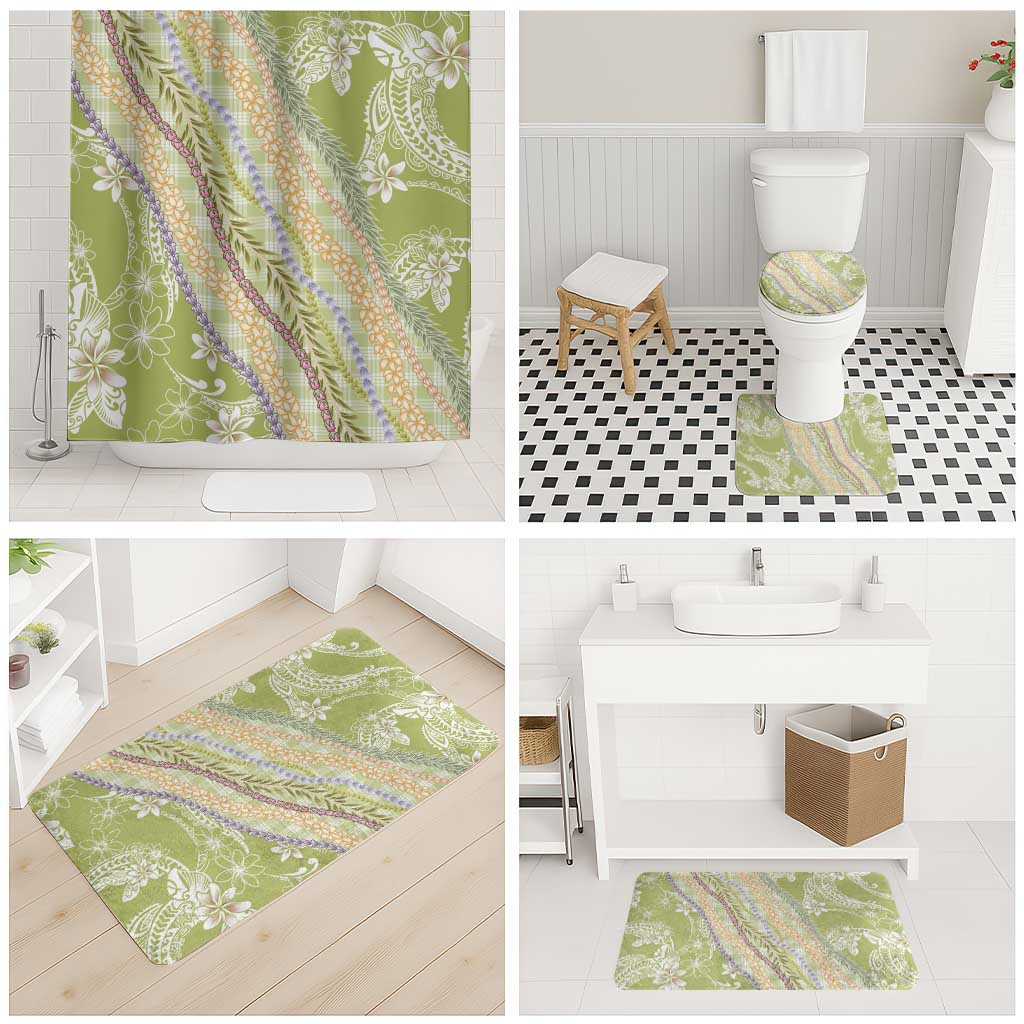 Green Palaka Hawaii Leis Bathroom Set Hawaiian-plaid Elegant Tropical Vibes LT14 - Polynesian Pride