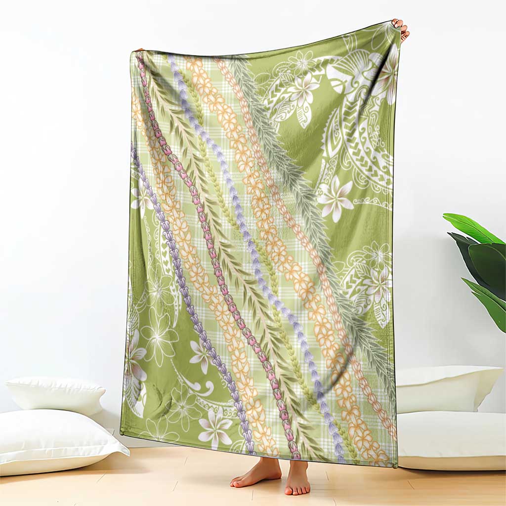 Green Palaka Hawaii Leis Blanket Hawaiian-plaid Elegant Tropical Vibes LT14 - Polynesian Pride