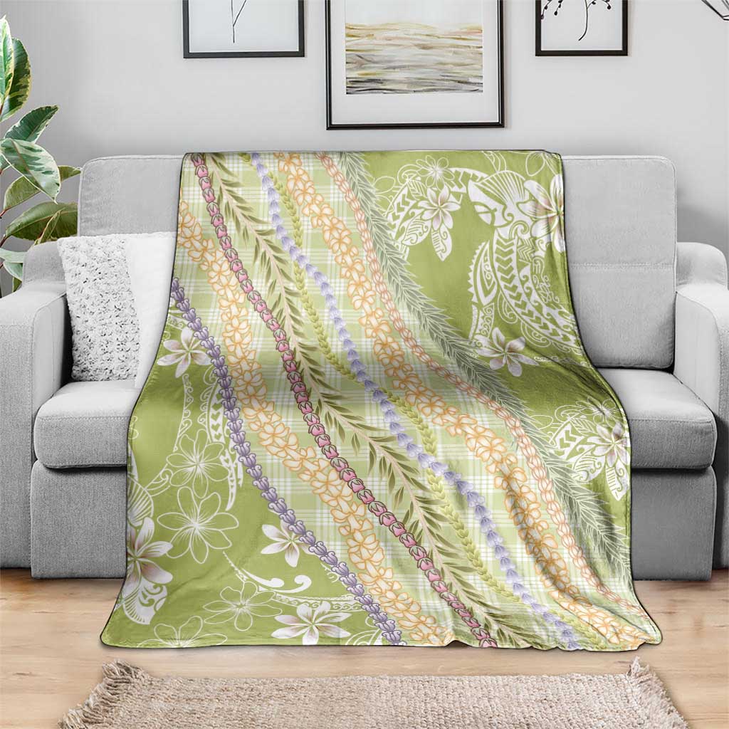 Green Palaka Hawaii Leis Blanket Hawaiian-plaid Elegant Tropical Vibes LT14 - Polynesian Pride