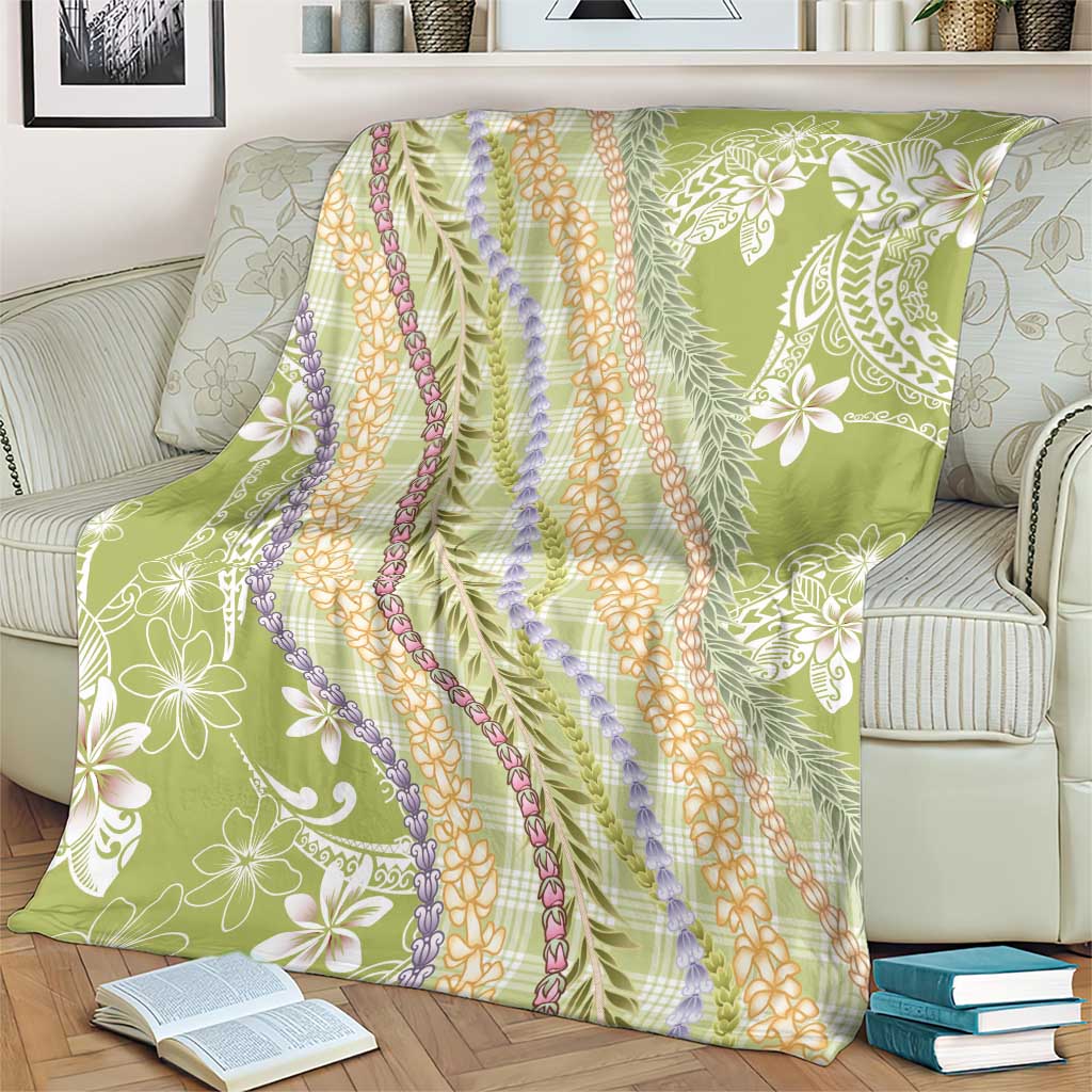 Green Palaka Hawaii Leis Blanket Hawaiian-plaid Elegant Tropical Vibes LT14 - Polynesian Pride