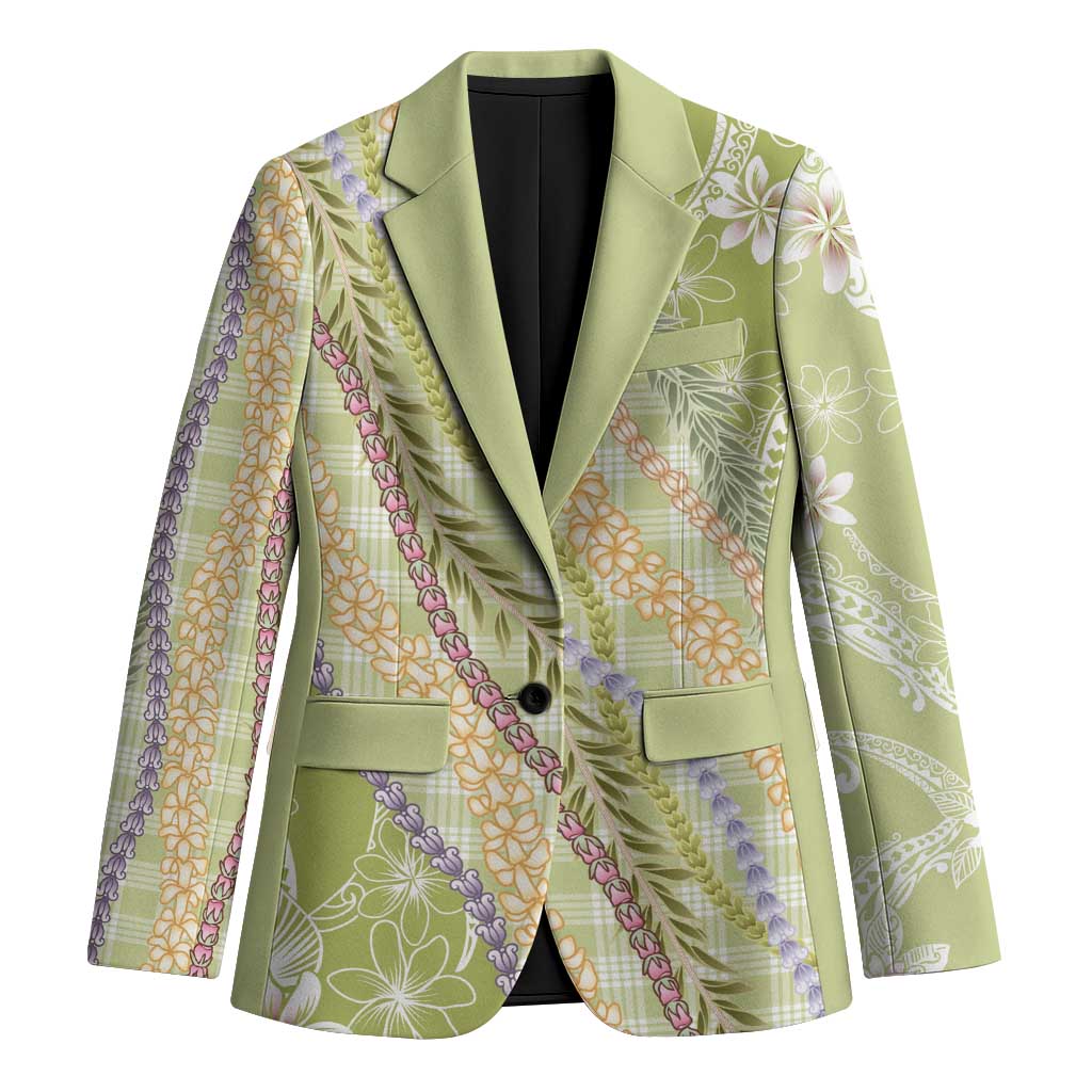 Green Palaka Hawaii Leis Blazer Hawaiian-plaid Elegant Tropical Vibes LT14 Unisex Green - Polynesian Pride