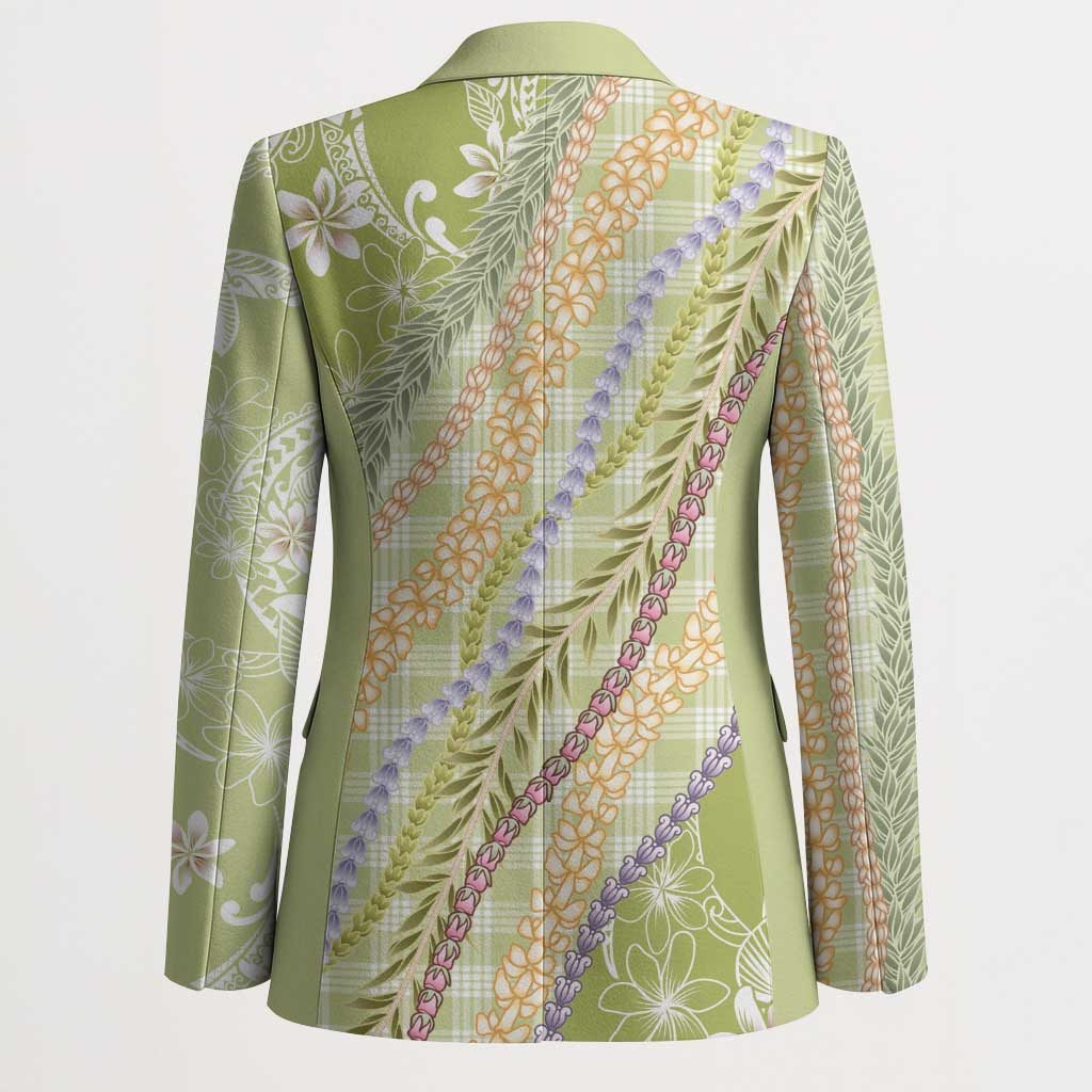 Green Palaka Hawaii Leis Blazer Hawaiian-plaid Elegant Tropical Vibes LT14 - Polynesian Pride
