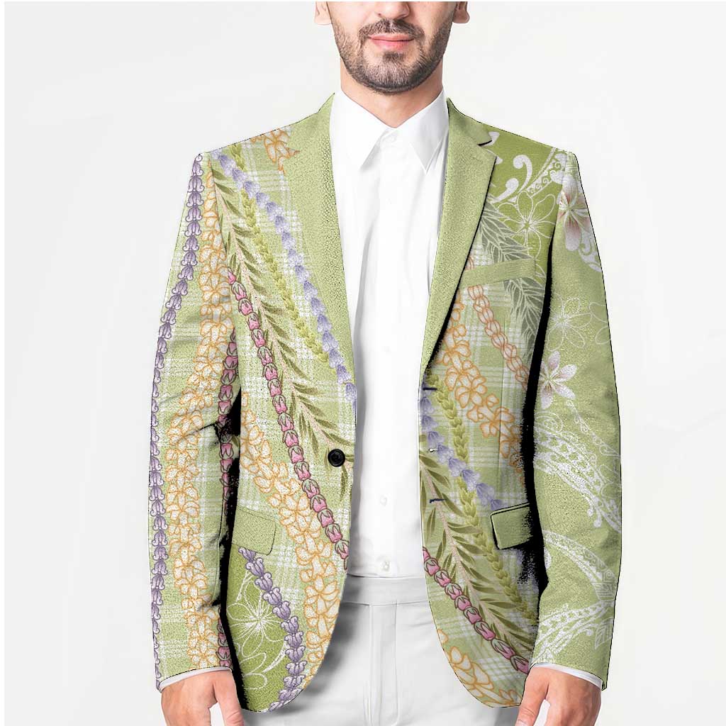 Green Palaka Hawaii Leis Blazer Hawaiian-plaid Elegant Tropical Vibes LT14 - Polynesian Pride