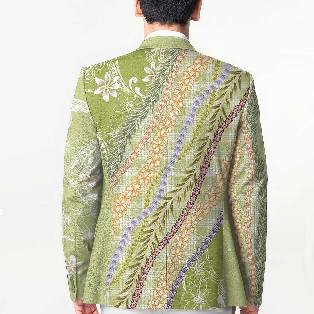Green Palaka Hawaii Leis Blazer Hawaiian-plaid Elegant Tropical Vibes LT14 - Polynesian Pride