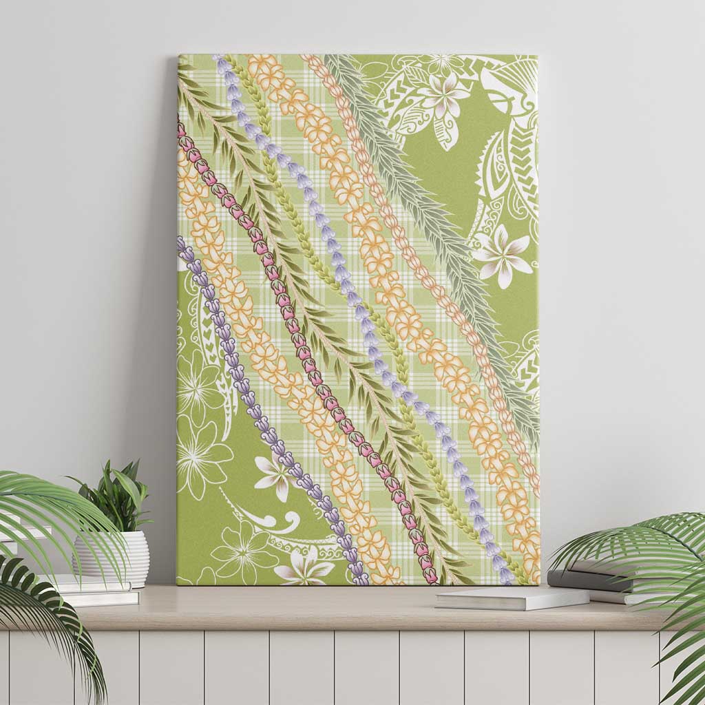 Green Palaka Hawaii Leis Canvas Wall Art Hawaiian-plaid Elegant Tropical Vibes LT14 - Polynesian Pride