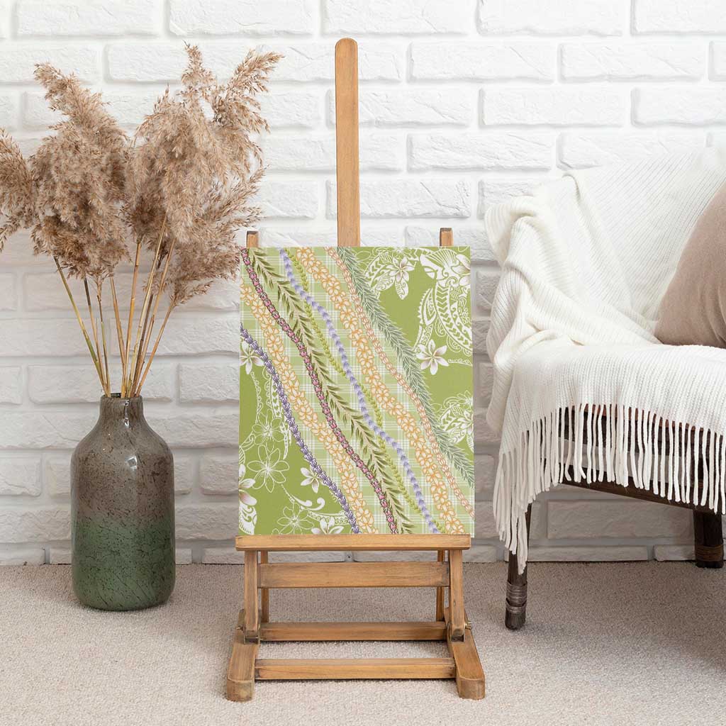 Green Palaka Hawaii Leis Canvas Wall Art Hawaiian-plaid Elegant Tropical Vibes LT14 - Polynesian Pride