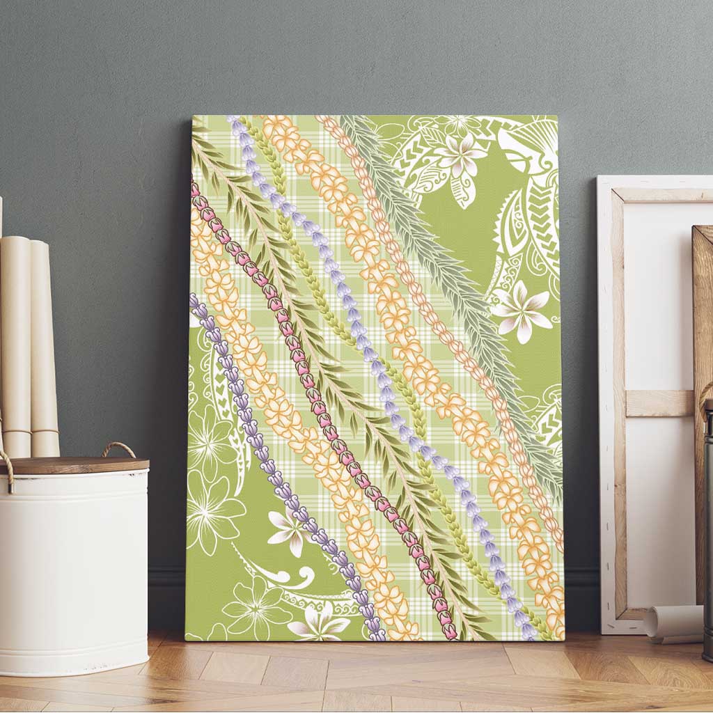 Green Palaka Hawaii Leis Canvas Wall Art Hawaiian-plaid Elegant Tropical Vibes LT14 - Polynesian Pride
