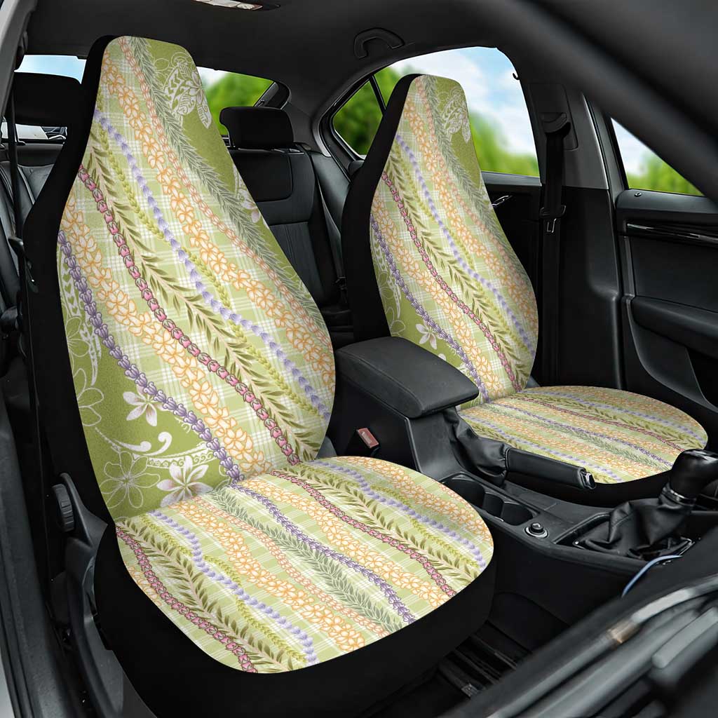 Green Palaka Hawaii Leis Car Seat Cover Hawaiian-plaid Elegant Tropical Vibes LT14 One Size Green - Polynesian Pride
