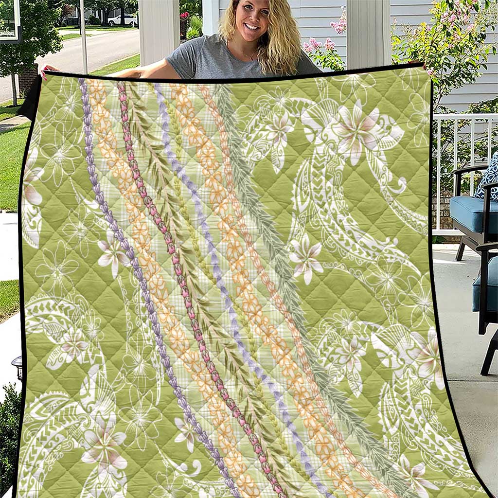 Green Palaka Hawaii Leis Quilt Hawaiian-plaid Elegant Tropical Vibes LT14 Green - Polynesian Pride