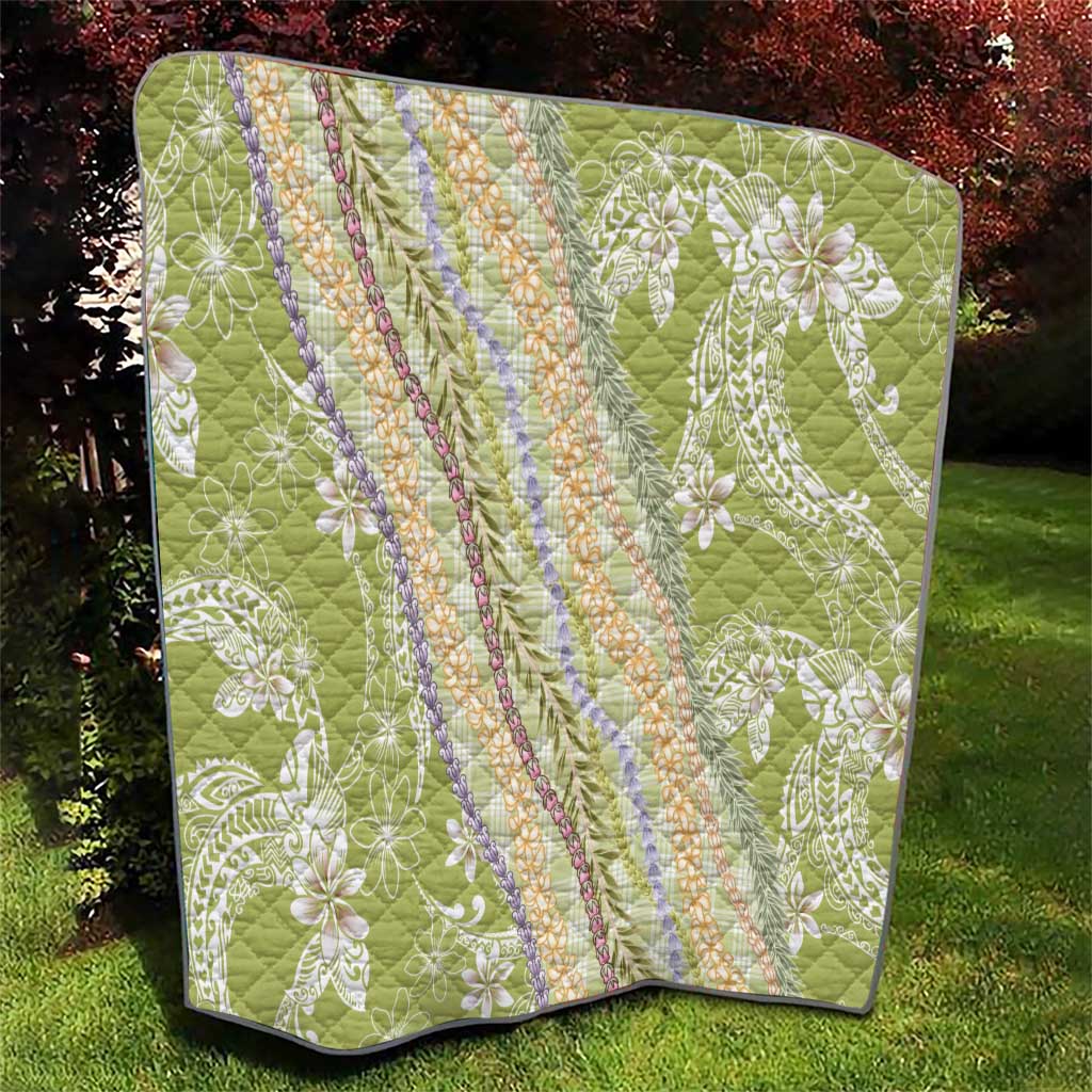 Green Palaka Hawaii Leis Quilt Hawaiian-plaid Elegant Tropical Vibes LT14 - Polynesian Pride