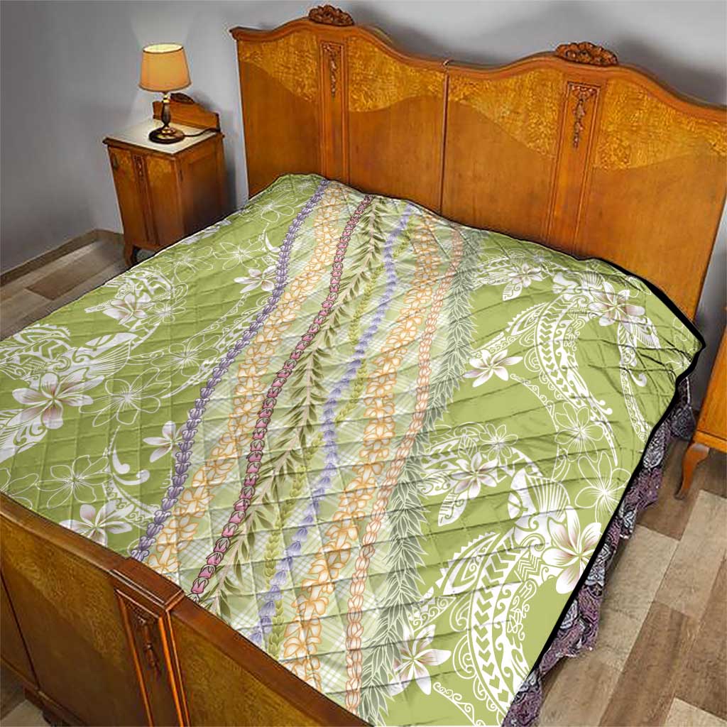 Green Palaka Hawaii Leis Quilt Hawaiian-plaid Elegant Tropical Vibes LT14 - Polynesian Pride