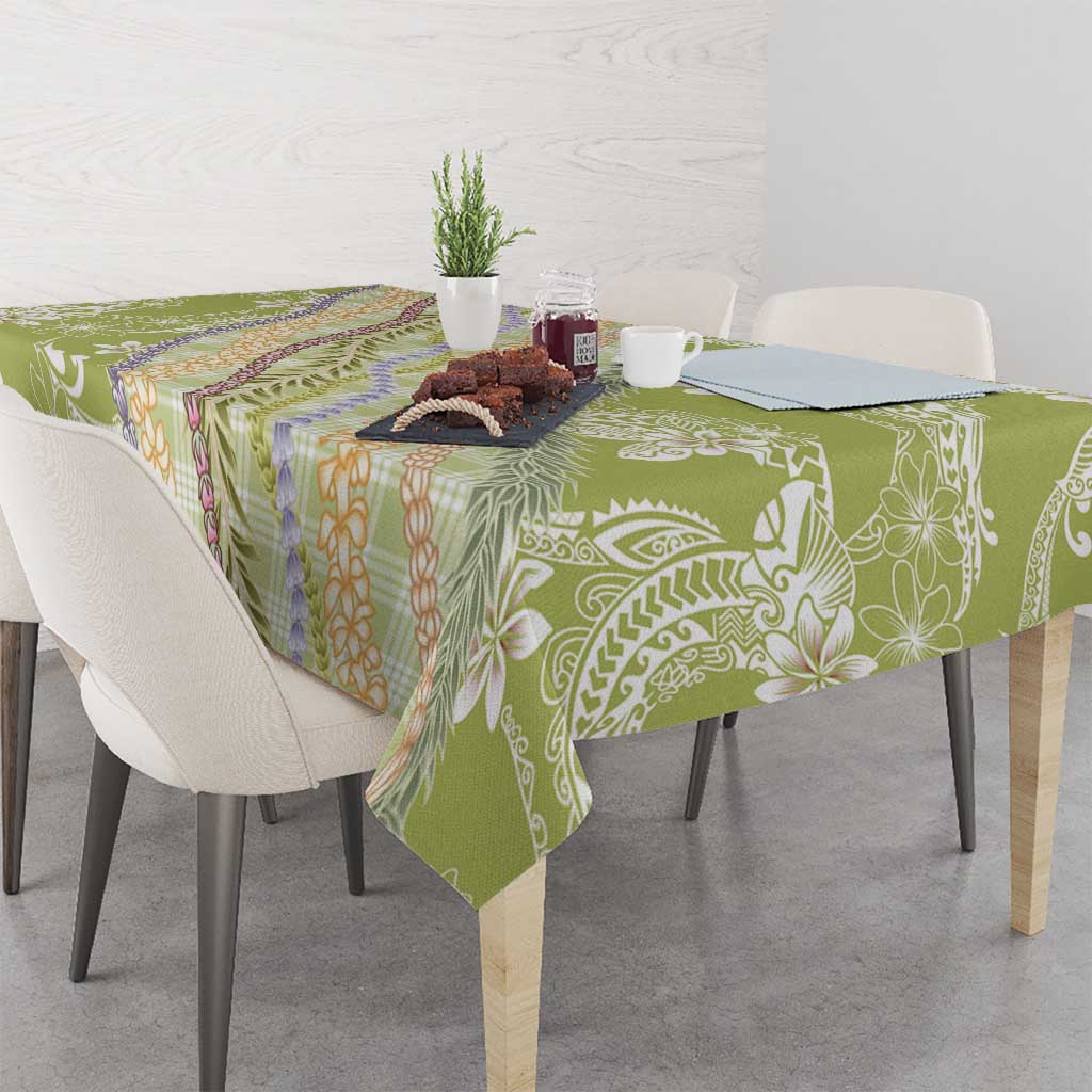 Green Palaka Hawaii Leis Tablecloth Hawaiian-plaid Elegant Tropical Vibes LT14 - Polynesian Pride