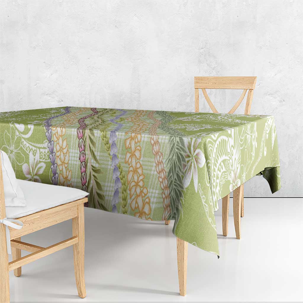 Green Palaka Hawaii Leis Tablecloth Hawaiian-plaid Elegant Tropical Vibes LT14 - Polynesian Pride