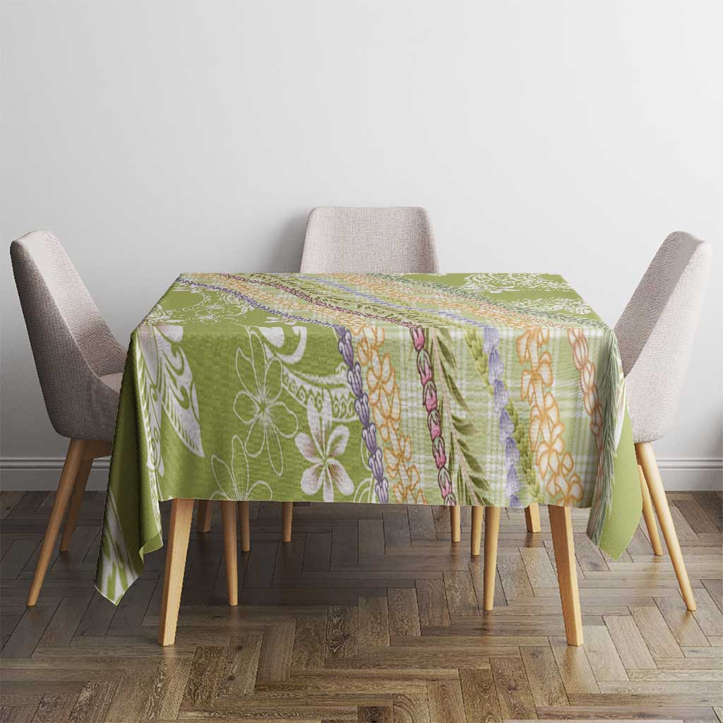 Green Palaka Hawaii Leis Tablecloth Hawaiian-plaid Elegant Tropical Vibes LT14 - Polynesian Pride