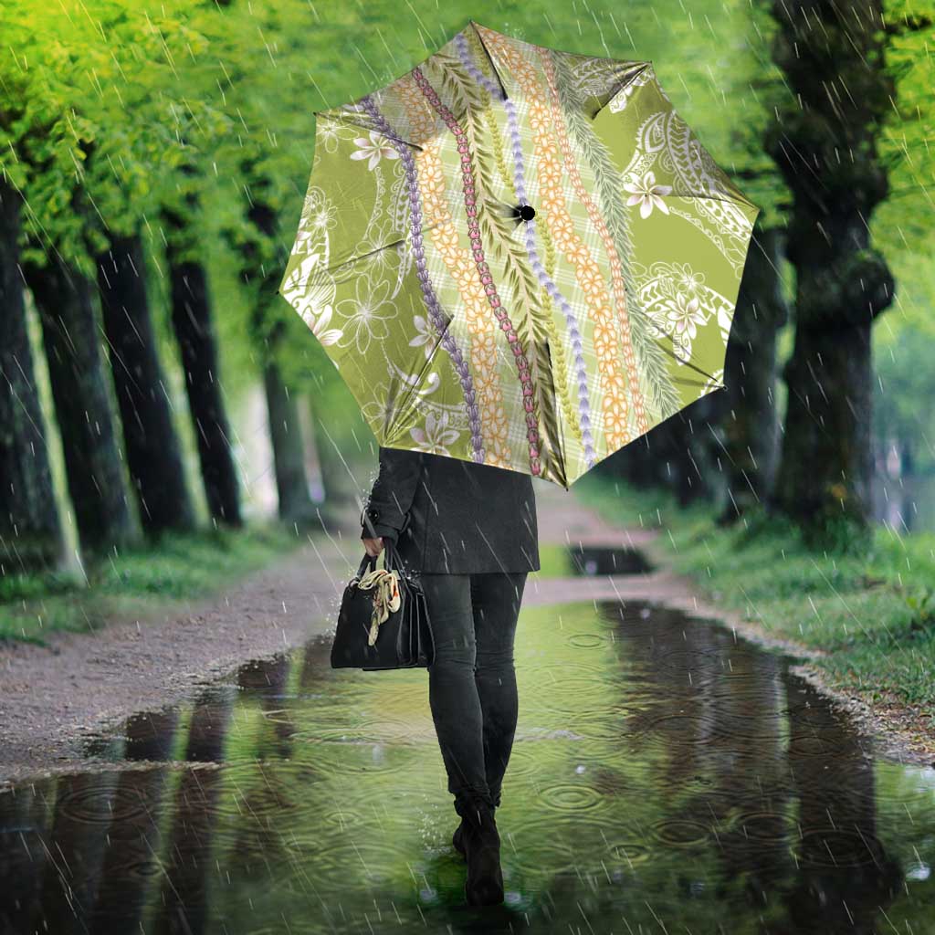 Green Palaka Hawaii Leis Umbrella Hawaiian-plaid Elegant Tropical Vibes LT14 - Polynesian Pride