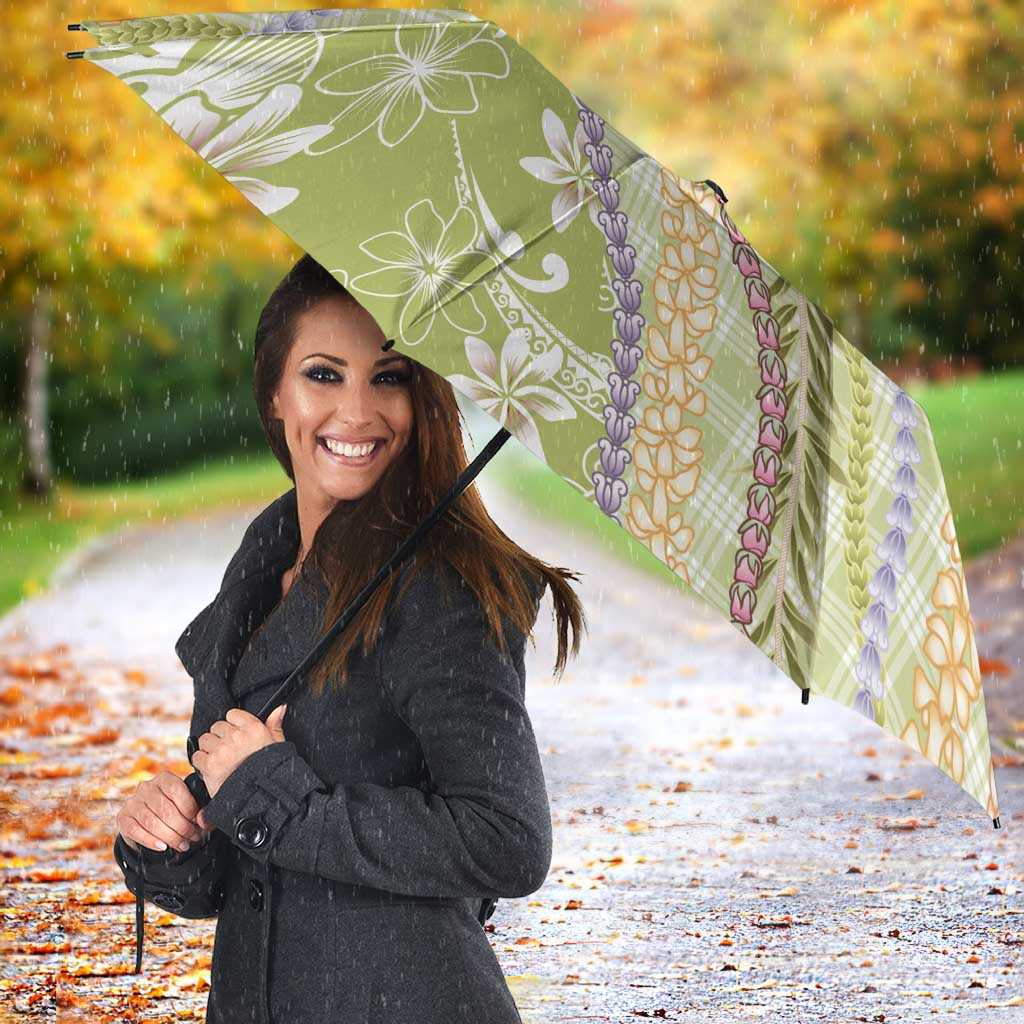 Green Palaka Hawaii Leis Umbrella Hawaiian-plaid Elegant Tropical Vibes LT14 - Polynesian Pride
