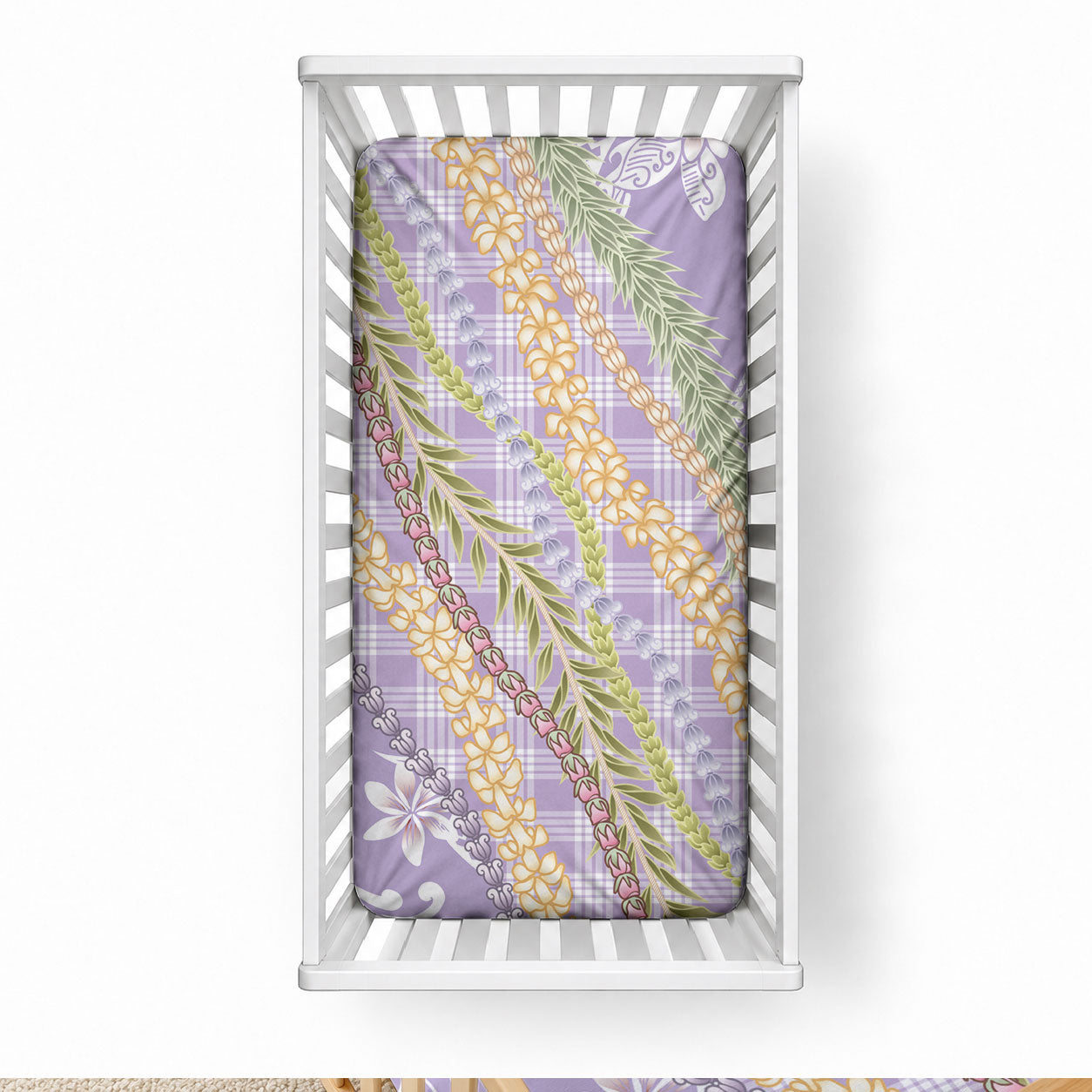 Purple Palaka Hawaii Leis Baby Bed Cover Hawaiian-plaid Elegant Tropical Vibes