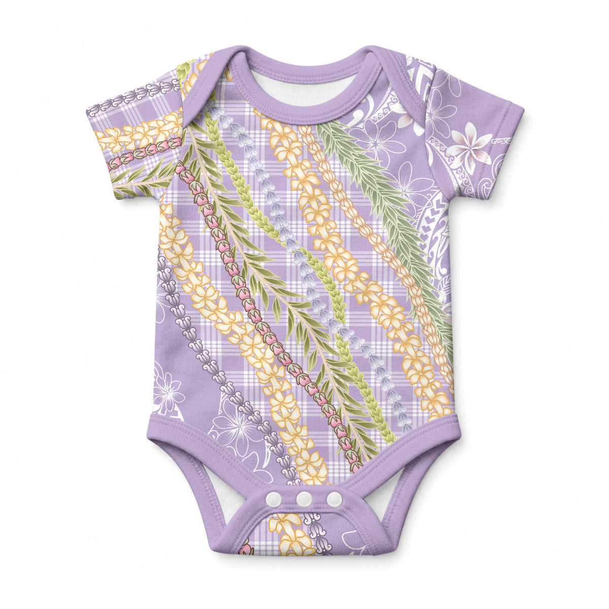 Purple Palaka Hawaii Leis Baby Onesie Hawaiian-plaid Elegant Tropical Vibes LT14 Purple - Polynesian Pride