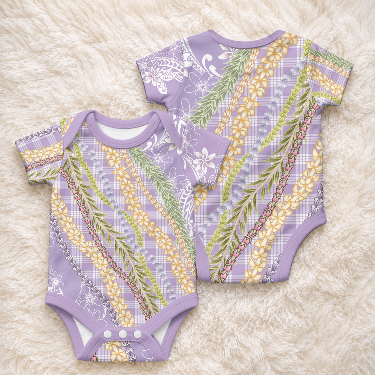 Purple Palaka Hawaii Leis Baby Onesie Hawaiian-plaid Elegant Tropical Vibes LT14 - Polynesian Pride